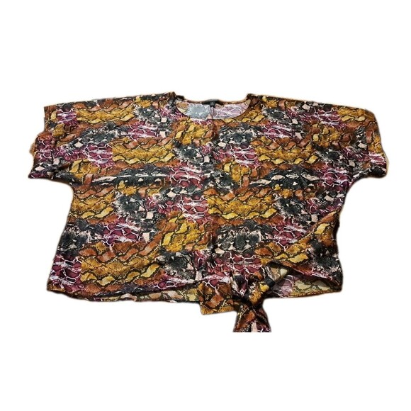 Marc New York Blouse Women's XL Snake Print Andrew Marc Dolman Sleeve Front Tie - Picture 4 of 9